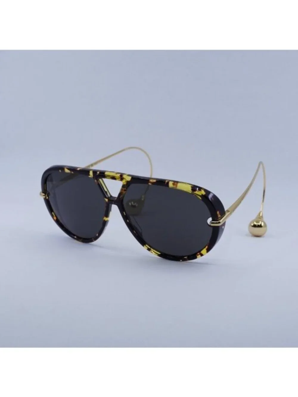 Bottega Veneta BV1273S 005 Geometric Sunglasses - Havana Gold/Grey